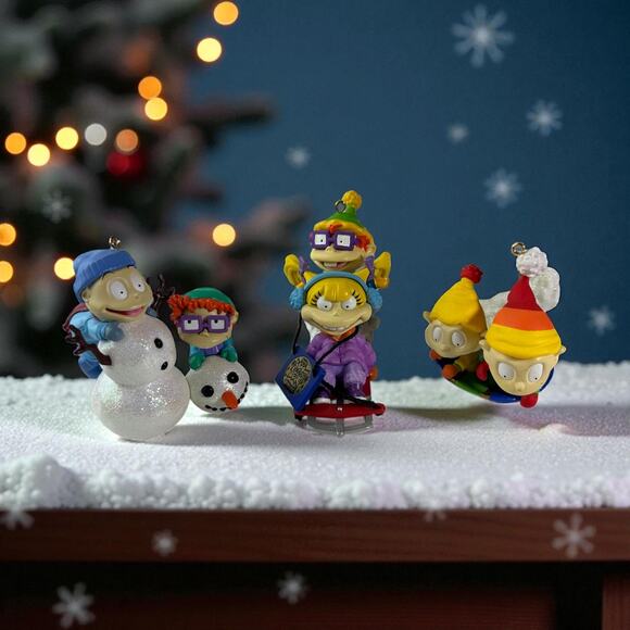 3 Rugrats Christmas Ornaments Tommy Chuckie Angelica Holiday Carlton Cards - Picture 15 of 16